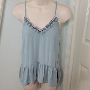 Juniper Blu Camisole with Pom-Pom Trim Size XSmall